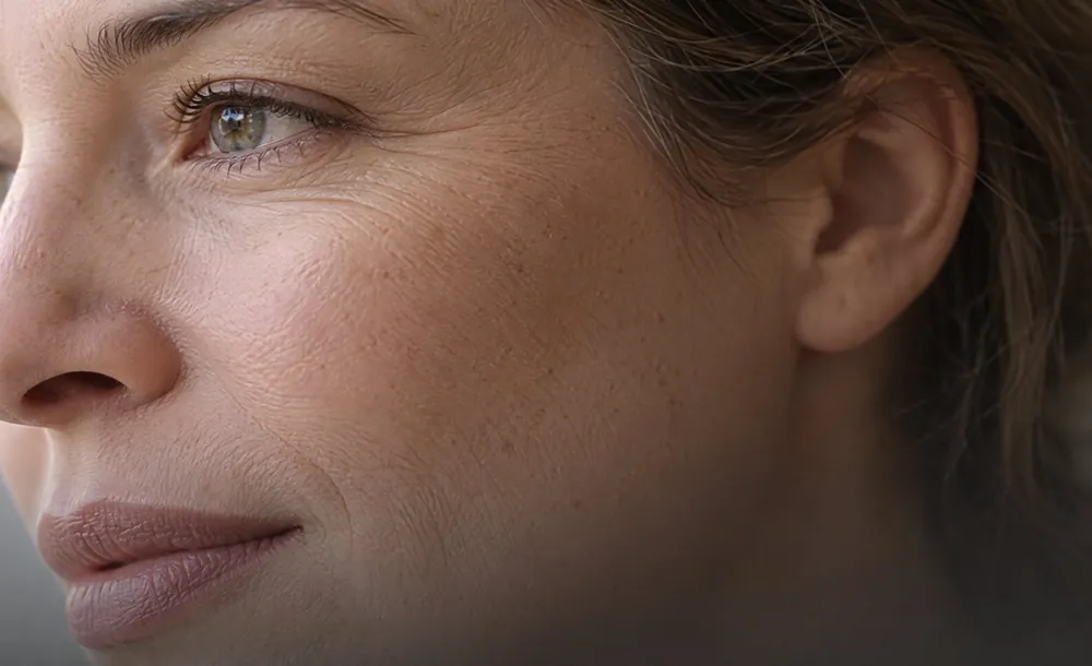 Close-up of fine lines around the eye