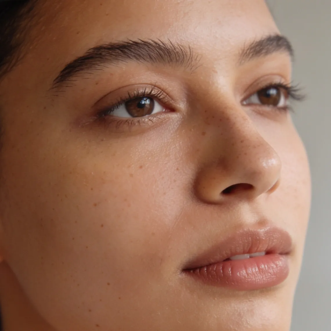 Close-up of clear, even skin in natural light